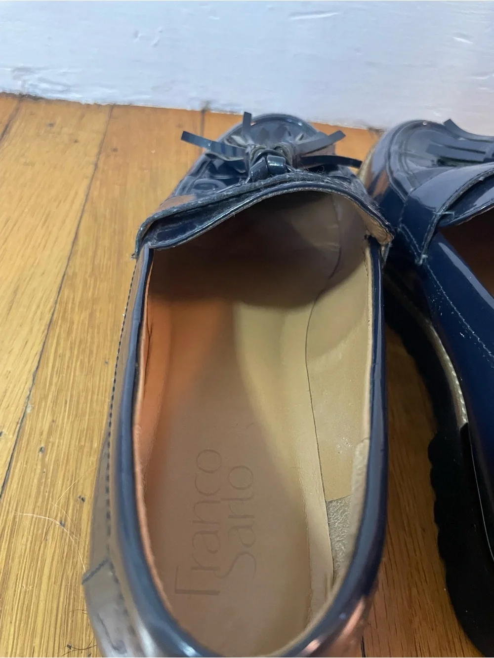 Franco Sarto Patent Tassel Lug Loafer in Navy